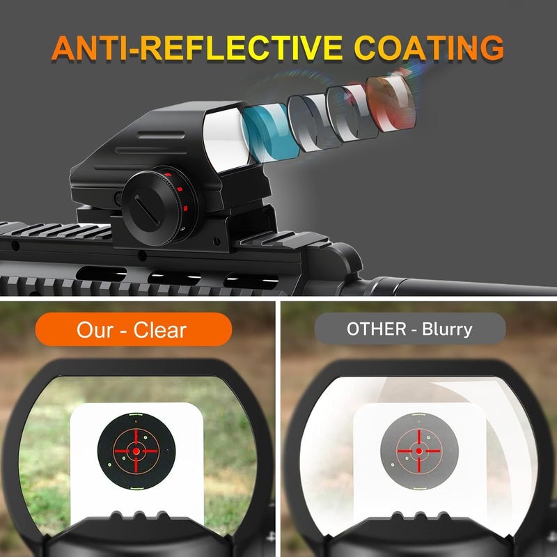 SVITVU Red Dot Sight, Red and Green, Reflex Rifle Scope Dot Sight with 4 Different Reticles, 20mm Rail Mount, Absolute Co-Witness - Image 2